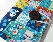 Linen super Kawaii in blue  - Passport Cover passport holder passport case