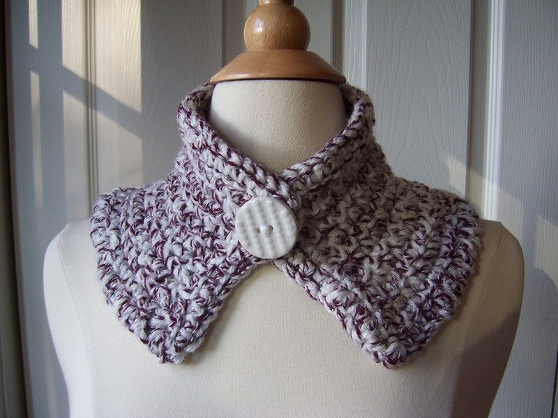 Neck Warmer, Cranberry, Natural White, Cotton