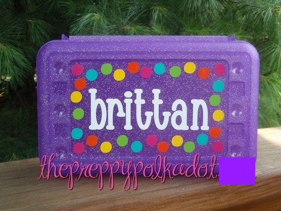 Personalized Polka Dot Pencil Box - 13 Box Colors To Choose From