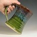 Coffee mug ceramic, beer tankard stein cup, glazed in green brown, handmade stoneware by hughes pottery
