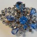 Sparkling Blue Vintage Rhinestone Brooch Pin