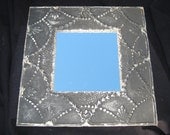 TIN CEILING Metal Mirror 22.5"x22.5" Square Black  Shabby Recycled CHIC S 494