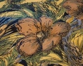 Wonderful Abstract Watercolor Floral - Vintage Fabric NOS 36 in wide 50s 60s