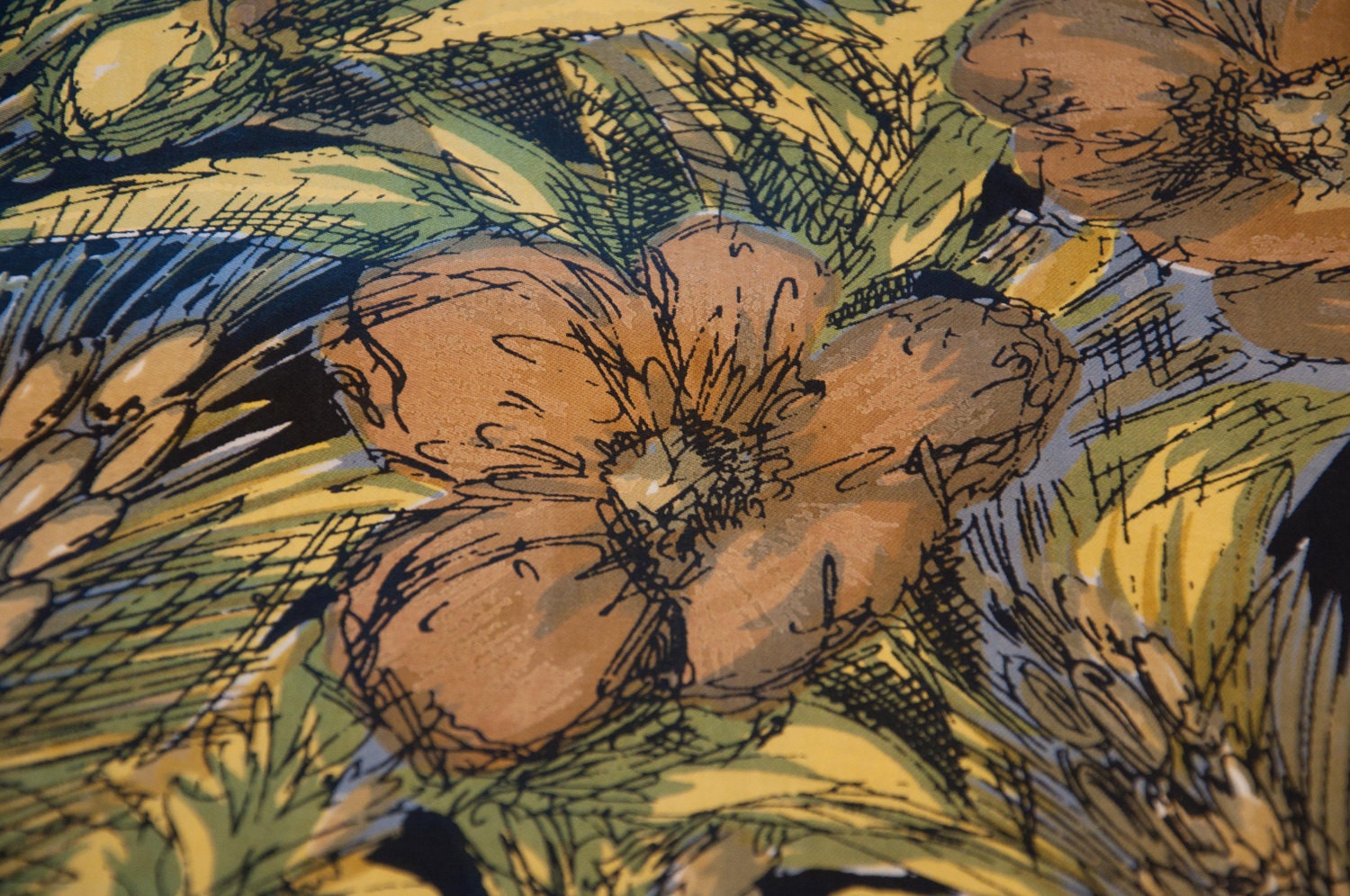 Wonderful Abstract Watercolor Floral - Vintage Fabric NOS 36 in wide 50s 60s