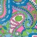 A Big Pop of Summer Paisley - NOS Vintage Fabric Mod Daisies Tulips 60s 70s