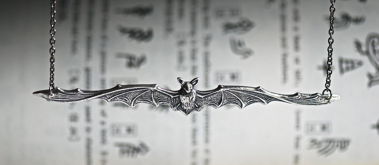 The Bat Necklace  - Made in USA Stamping - 2 Different FInishes