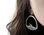 NEW - Fenghuang earrings - Phoenix antiqued sterling silver brass  - Made in USA stampings - sterling silver ear wires