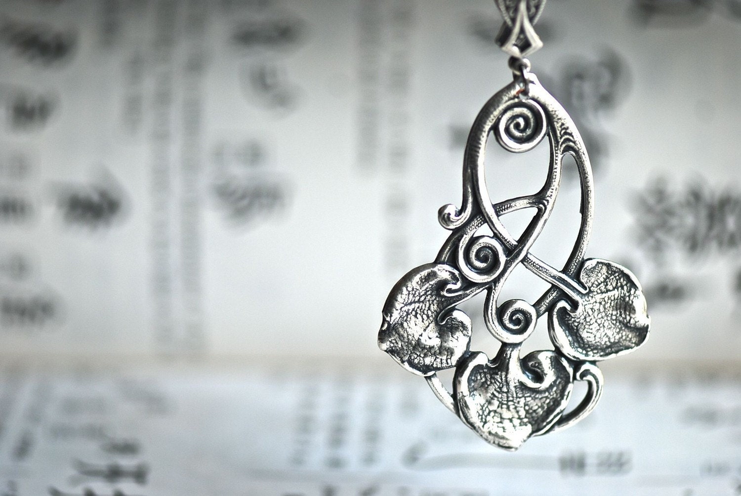 Lotus Necklace - Made in USA Components - Antique Sterling Silver Plated Brass