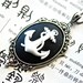 Pirate's Anchor Necklace - Gothic Black White Nautical Cameo - 40x30mm
