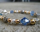 Mothers Name Bracelet 14 K GFGold/ Sterling Swarovski Crystal Mommy/Grandma Bracelet- HALLE STYLE