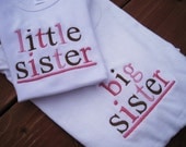 Little Brother / Little Sister and Big Brother / Big Sister embroidered LONG SLEEVE shirts. Set of 3 shirts.