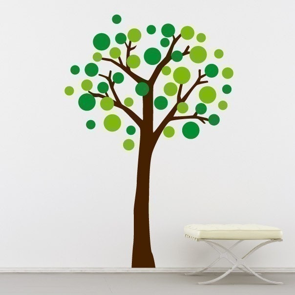 Wall Art Vinyl Decal Sticker Home Style - Circle Tree - Wall decal - Tree decal with Dots