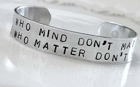 Dr. Seuss Cuff Stamped Stand Out Matter Mind Silver Metal Bracelet Part 2
