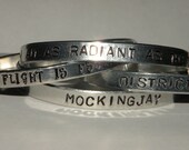 Hunger Games Mockingjay Radiant District 12 Custom Silver Metal Cuff Bracelet