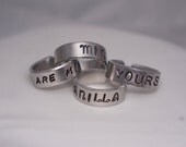 Fifty Shades of Grey Hand Stamped Custom Silver Metal Thin Cuff Ring