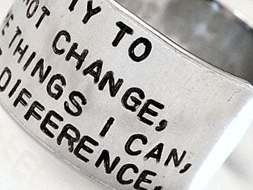 Stamped Serenity Prayer Custom Silver Metal Thick Cuff Bracelet