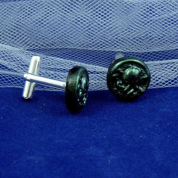 DarkGreen Cthulhu Cufflinks - Handmade Lovecraft Accessories