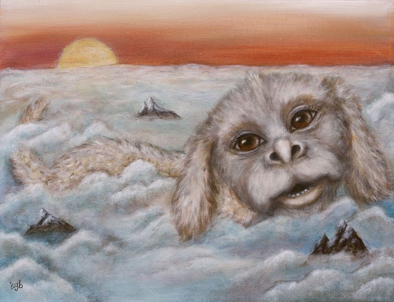 Luck Dragon Above the Clouds giclee print of original acrylic painting Neverending Story, children wall art