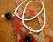 silver oval blue goldstone hoops