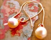 copper white pearl open hoops
