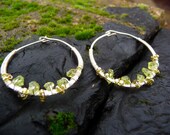 Green peridot hoop earrings