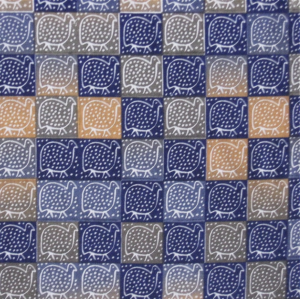 Zimbabwean cotton batik - fat quarter of small blue Guinea Fowl LAST ONE