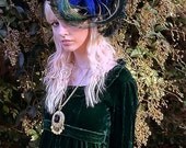 Hackle and Peacock Sword Feather Fascinator, Taissa Lada, Feather Headpiece, Bridal Fascinator, Curled Feathers