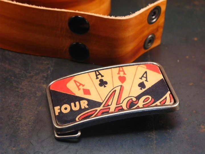 Retro playing cards belt buckle,The four aces leather belt buckle