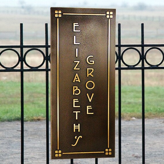 Eaglefeather FLW Font Plaque Name and Address Home Sign 10x24 inches Vertical