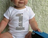 1 Onesie - Birthday Bodysuit - Baby Boy One Year Old Onesie - Doggies on Grey - Aneela Hoey
