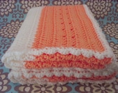 FREE SHIPPING  Baby Blanket Toddler Blanket - Crocheted - Orange - Gender Neutral - OOAK