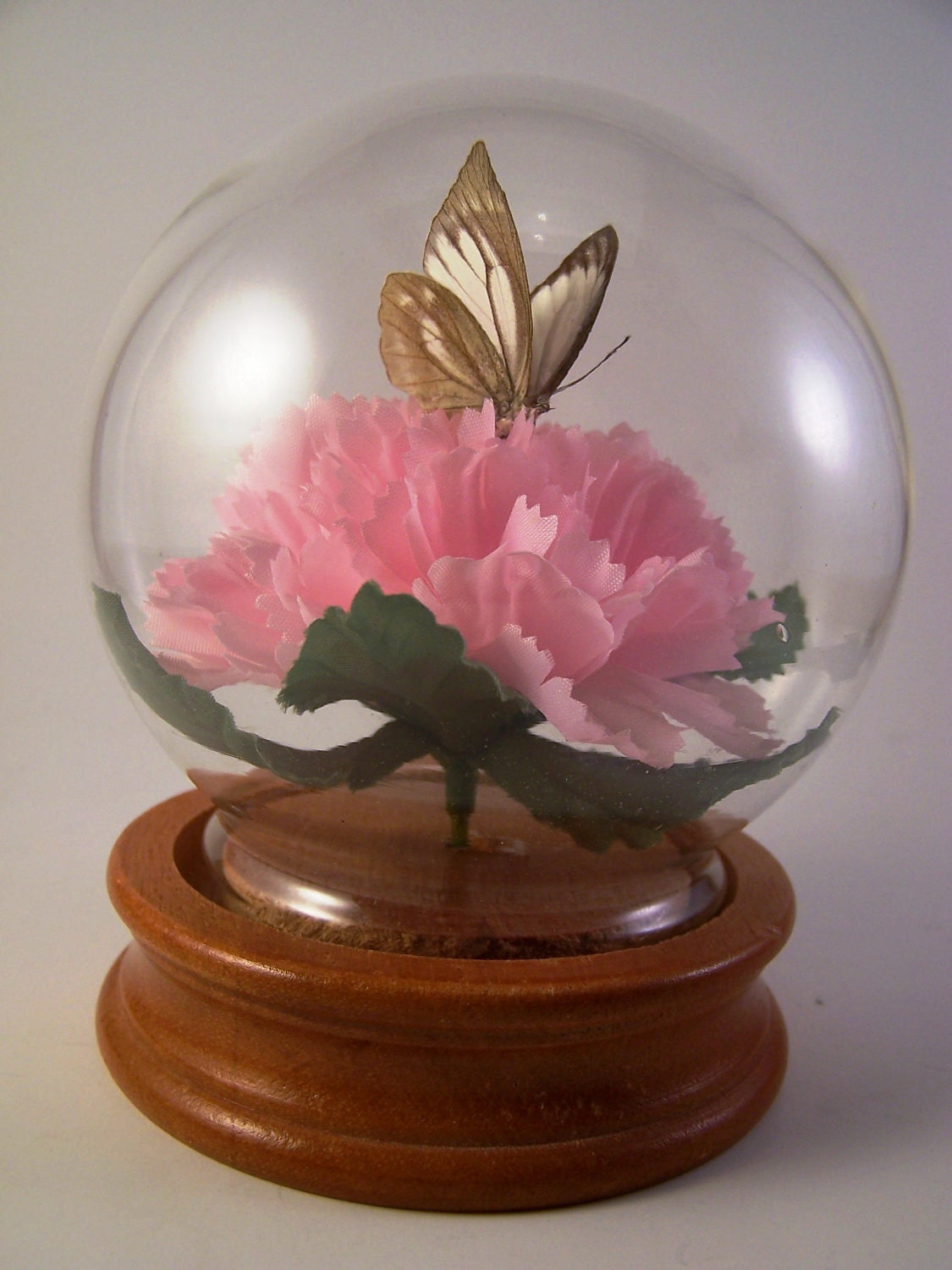 vintage glass ornament with butterfly inside and flowers 1988 summit collection