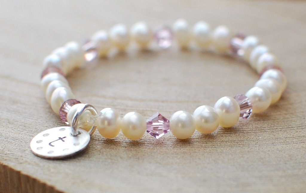 Baptism Bracelet Baby Girl Holy Communion Christening by Mikono