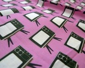 Pink Vintage Television Cotton Fabric