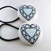 Handmade Heart Cut Diamonds Fabric Covered Button Hair Ties