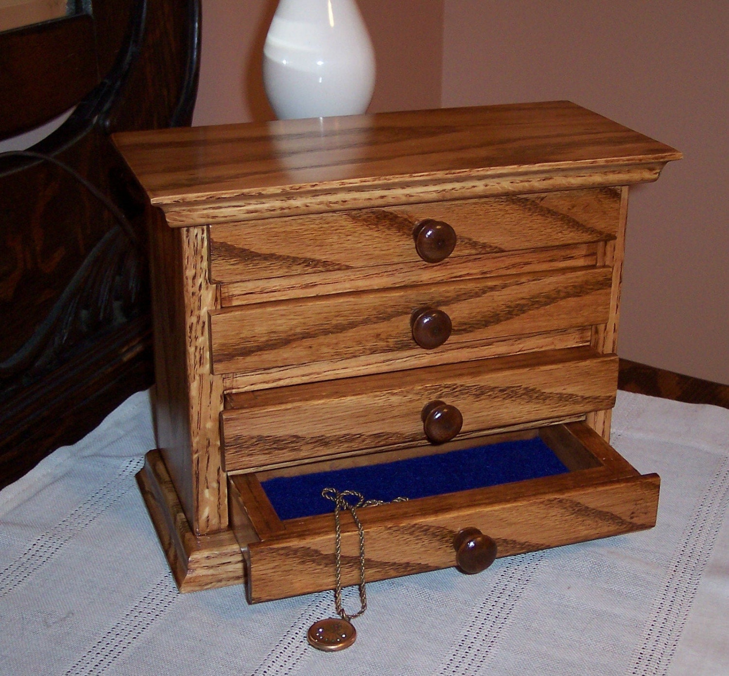 Jewelry Box with 4 Felt Lined Drawers Made from Solid by tomroche