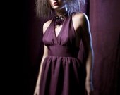 Plum Short Draped Chiffon Halter Dress - Size 4