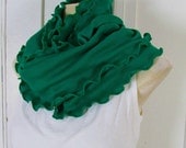 Kale Leaf Emerald Kelly Green Ruffled Cowl Infinity Scarf
