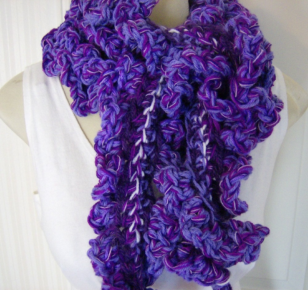 Purple Lavender Lacy Ruffled Boa Long Scarf