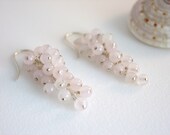 Pastel Pink Rose Quartz Gem Cluster Earrings