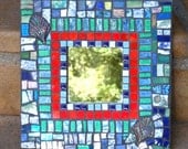 Mosaic Glitter Mirror in Blues, Greens and Red