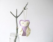 Felt Owl Ornament // Nursery Decor // February Birthday // Lavender and Ivory Plush Door Hanger by OrdinaryMommy on Etsy