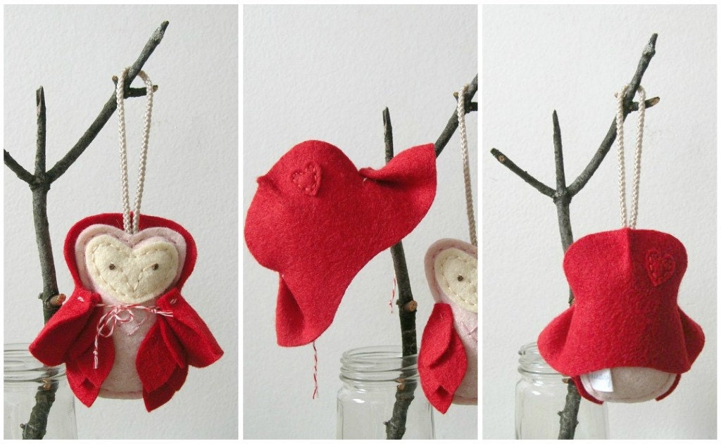 Fairytale Felt Owls Little Red Riding Hood and the Wolf Masked Owl Nursery Decor Door Knob Hanger Ornaments by OrdinaryMommy on Etsy