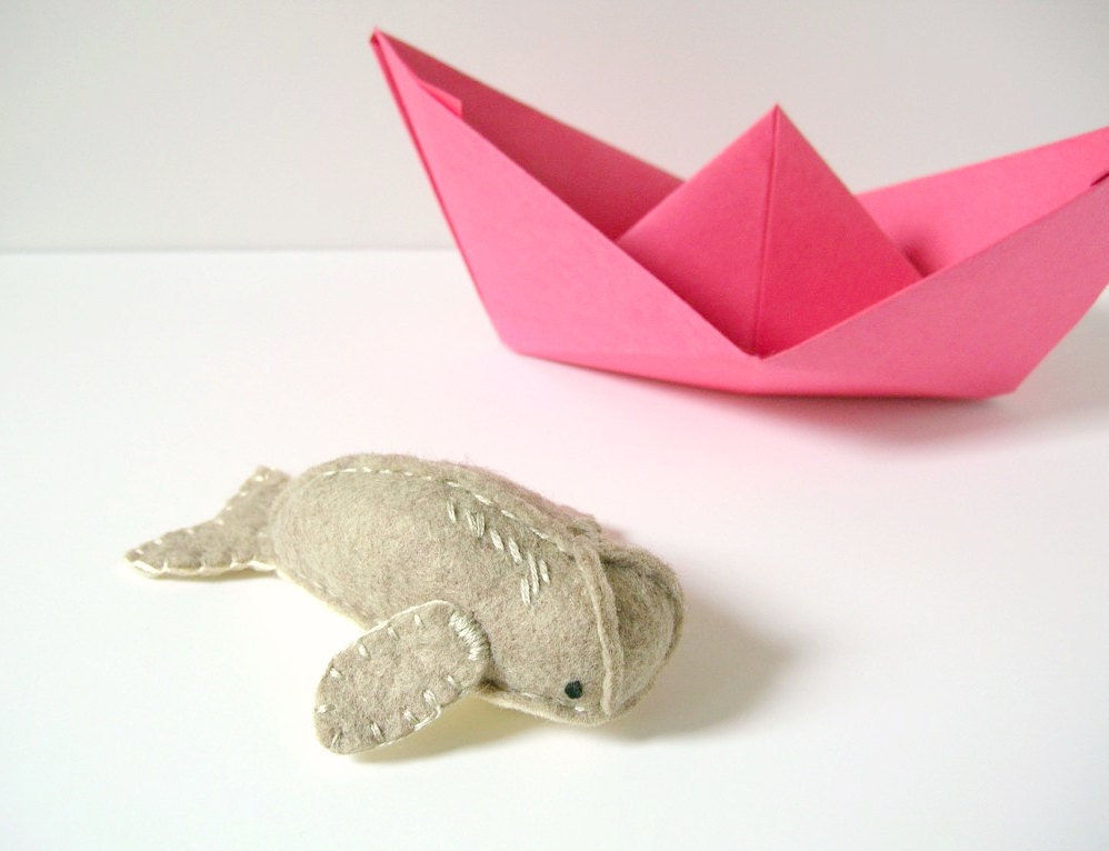 Baby Beluga Whale Figure Oatmeal with Bendable Tail by OrdinaryMommy on Etsy