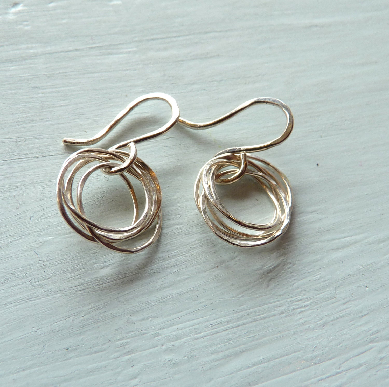 Silver Hammered Circle Earrings Pure Sterling Silver