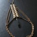 Tribal Brass Hand Harness - Slave Bracelet - Vintage Brass Wood Chevron - Bracelet Ring