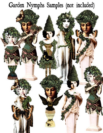 Paper Doll Garden Nymphs Digital Collage Sheet no236