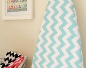 Ironing Board Cover - Aqua Blue and White Chevron - Riley Blake