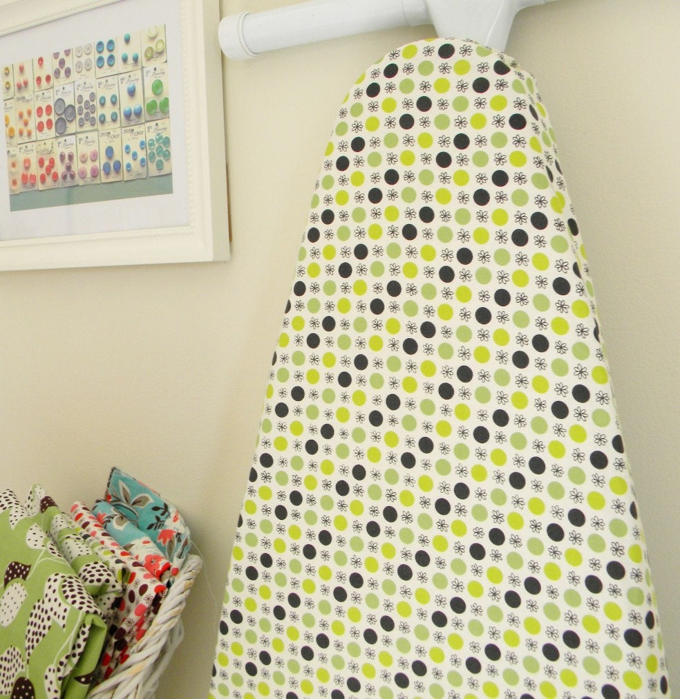 Ironing Board Cover - Flea Market Fancy - Flower and Dot in Green