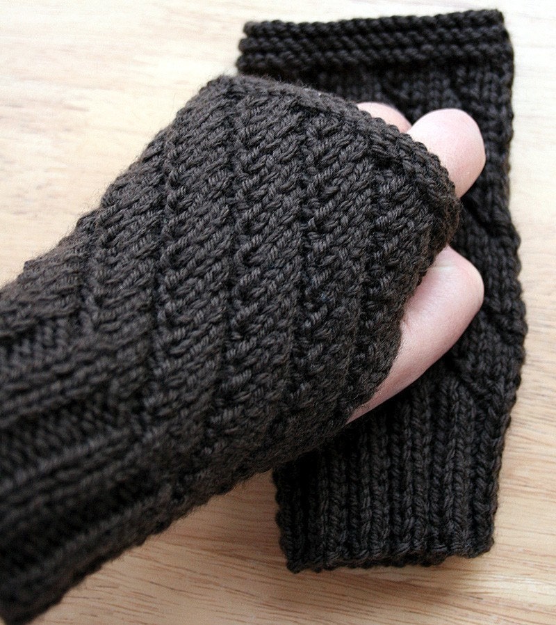 KNITTING PATTERN - Darting Diagonals Fingerless Gloves / Mitts / Gauntlets - DIY - Knitting Pattern Electronic Delivery